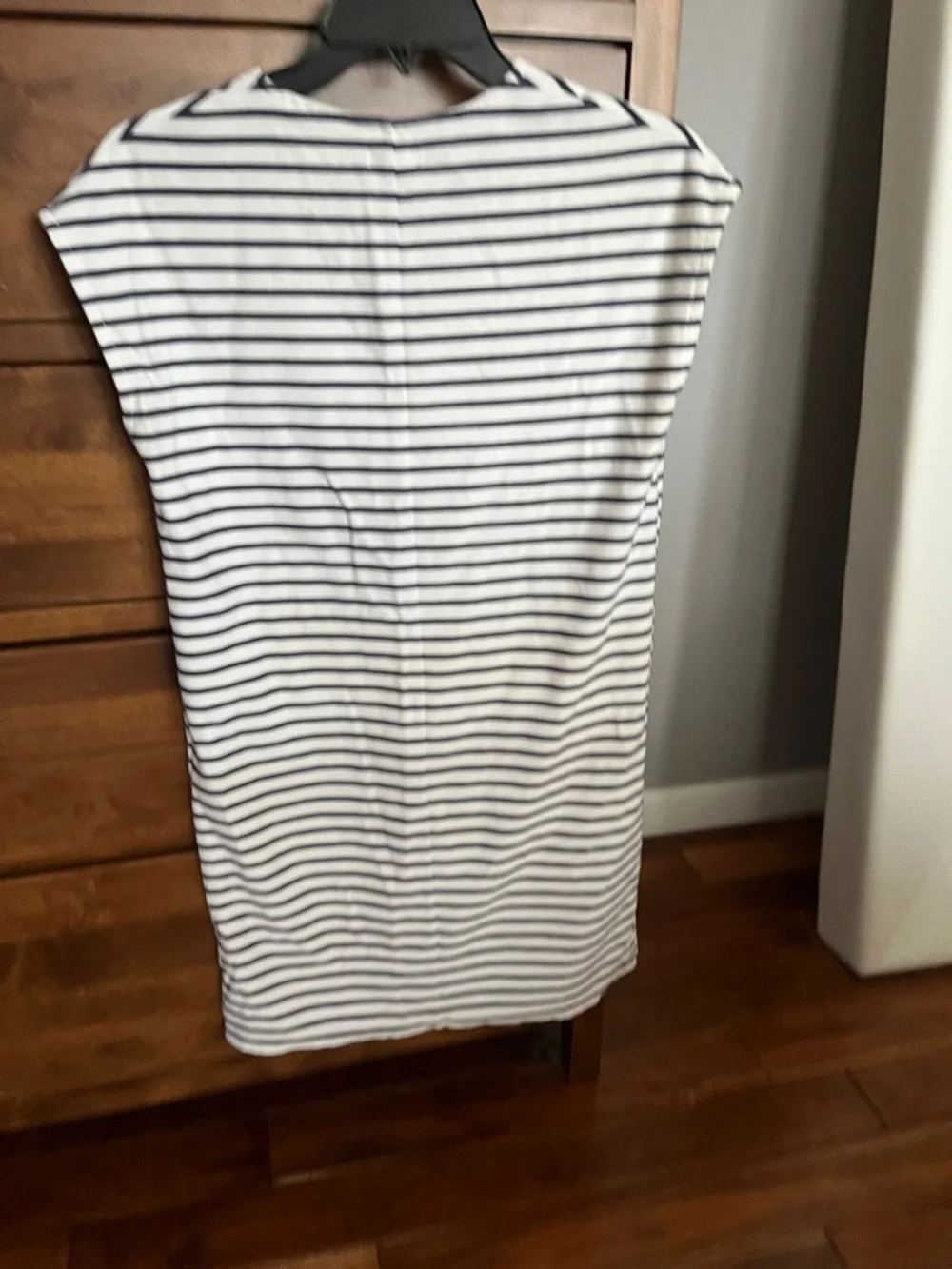 J. Crew Navy and White Striped V‑Neck Tee Dress